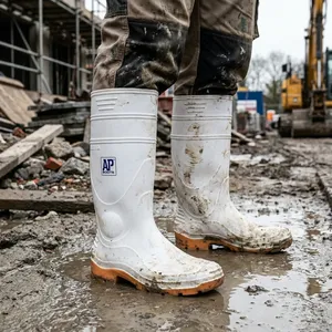 Botas de Seguridad AP TERRA 1 Blancas, Resistentes al Agua, de PVC, con Suela de Goma Antideslizante, Altura hasta la Rodilla, para Trabajo en Verano - Product Image 1