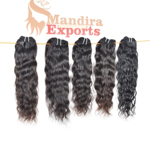 Vente en gros 100% Remy naturel Temple indien faisceaux génie trame aucun traitement chimique couleur noire ondulés Extensions de cheveux humains - Product Image 3