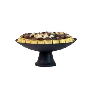 Bol à chocolat noir mat moderne avec support sur pied, design unique, plat à bonbons en métal pour la maison, l'hôtel, le restaurant, meilleur prix - Product Image 1