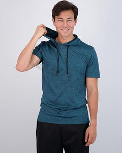 Vente en gros de t-shirt à capuche décontracté de haute qualité pour hommes imprimé sur mesure streetwear court en coton polyester string uni épais court - Product Image 4