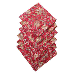 Mantel Rectangular y Servilletas de Algodón 100% con Estampado Artesanal Hindú, Diseño Floral Rústico, Lino de Cocina para Uso Doméstico y Hoteles - Product Image 4