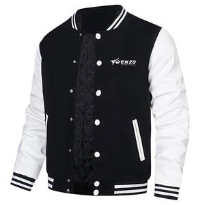 Fashion Varsity Letterman Jacket Front Logo Wool <b>Leather</b> Streetwear Casual <b>Outfit</b> Stylish Modern Team Design - Product Image 1