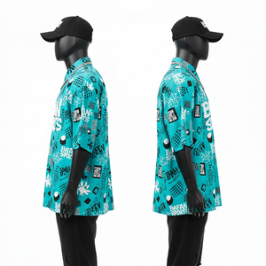 Polo pour homme en polyester piqué GSM, toucher lisse, couleur turquoise, impression par sublimation, logo personnalisé, chemises polo pour homme - Product Image 3