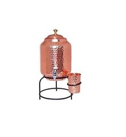 Pot distributeur en cuivre émaillé imprimé 100% avec support en métal et verre de qualité supérieure 100% refroidisseur d'eau en cuivre naturel durable