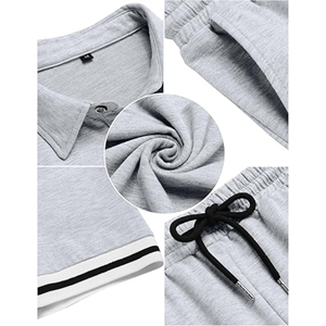 ชุดออกกำลังกายผู้ชายสองชิ้นสำหรับฤดูร้อน เนื้อผ้าสบาย ระบายอากาศได้ดี ผลิตจากผ้าฝ้าย 100% เสื้อยืดแขนสั้น กางเกงขาสั้น มีเชือกผูกเอว เหมาะสำหรับออกกำลังกาย - Product Image 5