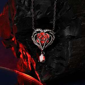 สร้อยคอแฟชั่นประดับลูกปัดเงินแท้รูปโครงกระดูกและดอกกุหลาบ "Jeulia Never Ending Love" - Product Image 5