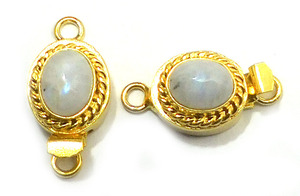 Pierre de lune pierre précieuse 1 brin 2 brins et 3 brins fermoir boîte ronde plaqué or 18 carats 23X11X10MM fermoir de fabrication de bijoux B783 - Product Image 4