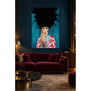 Fida, femme aux cheveux bouclés et aux poignets attachés, impression sur toile - Product Image 3