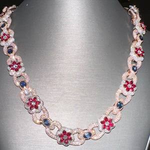 Cadena/Pulsera Cubana de Moissanita de 15 mm y 3 Filas, Plata de Ley 925, Collar de Lujo con Perlas Blancas de Grado AAAA para Hombre - Product Image 1
