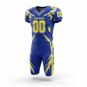 ชุดยูนิฟอร์มอเมริกันฟุตบอลแบบซับลิเมชั่นที่ปรับแต่งได้ พร้อมกางเกงขาสั้น ผลิตจากโพลีเอสเตอร์ 100% ระบายอากาศได้ดี พร้อมตำแหน่งโลโก้ด้านหน้า - Product Image 6