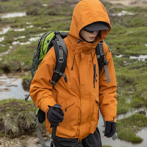 Chaqueta Anorak de nailon con capucha y cremallera personalizada para hombre, cortavientos impermeable para senderismo al aire libre con decoración de patrón - Product Image 1