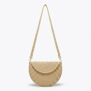 Bolsos de mano de rafia con cuentas para mujer, estilo bohemio, coloridos, de forma redonda, para uso diario en todas las estaciones. - Product Image 1