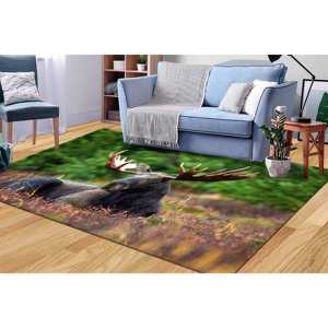 Tapis imprimé Elk : motif animal sauvage pour la décoration du salon, tapis doux non tissé - Product Image 4