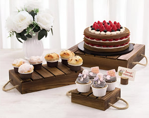 Venta al por mayor, soporte de pastel de madera quemada rústica, exhibición de postres, magdalenas con cuerda hecha a mano, herramientas para pasteles en bajo costo - Product Image 4