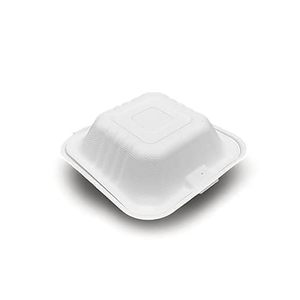 Boîte à hamburgers plus verte avec couvercle 6 pouces Emballage alimentaire compostable en bagasse écologique pour sandwichs Boîtes à hamburgers compostables - Product Image 3