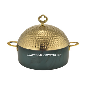 Juego de tres ollas calientes de acero inoxidable de primera calidad, cazuela de diseñador hecha a mano, vajilla de mesa de forma redonda, calentador de alimentos - Product Image 5