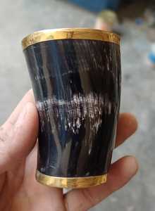 "แก้วดื่มไวกิ้งทำด้วยมือพร้อมฮอร์นทองเหลืองขัดเงา & ของตกแต่งอาเกต-งานฝีมือธรรมชาติสไตล์สัตว์ที่เป็นมิตรกับสิ่งแวดล้อม" - Product Image 4