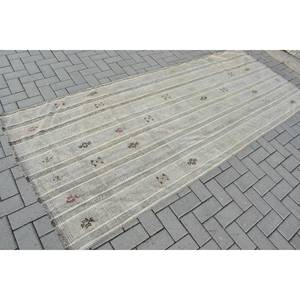 พรมขนสัตว์ตุรกีวินเทจแบบทันสมัยลายทางสีเบจขนาด3,9x9,5ฟุตสำหรับตกแต่งห้องนั่งเล่นพร้อมแผ่นรองทำจากยาง - Product Image 2