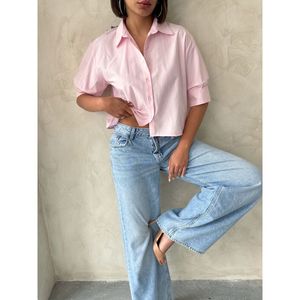 Blusa de Mujer TOPSHOW, Color Rosa, Mezcla de Algodón y Poliéster, con Detalle de Mariposa en la Espalda, Venta al Por Mayor, para Uso Diario Informal - Product Image 4