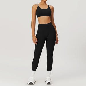 2025 bon prix vêtements de sport vêtements de sport fronde soutien-gorge haute Stretch Leggings gymnastique entraînement sans couture Yoga ensembles pour les femmes - Product Image 2
