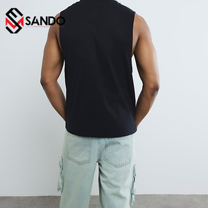 Prix usine grande taille hommes débardeurs 100% coton respirant sans manches T-Shirt Logo personnalisé haute qualité côtelé tricoté Design - Product Image 6