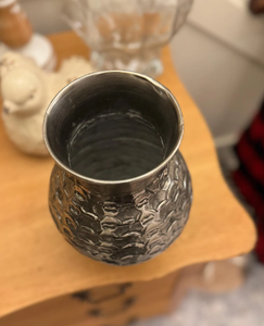 Vase rond en métal élégant pour les centres de table de cérémonie, fait à la main, pour le bureau, la décoration de la maison, l'hôtel, vase à fleurs tendance - Product Image 6