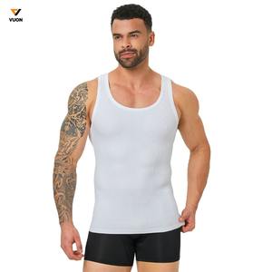 Camiseta sin mangas de algodón de alta calidad personalizada para hombre, ropa deportiva para entrenamiento, camisetas sin mangas de gimnasio en blanco de punto con gofres - Product Image 1