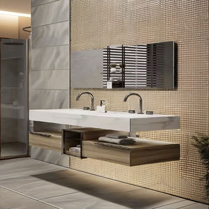 Mueble de Baño Moderno Estilo Europeo TULPAR OSCAR-1895 con 6 Estantes, Material MDF, Tiradores de Latón - Product Image 1