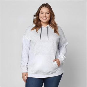 Plus Size Hoodie Comfortable Cotton Fleece Sweatshirt with Relaxed Fit <b>and</b> OEM/ODM Private Label Options - Product Image 3