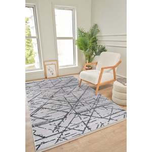 Alfombras Depot Cream Modern Bereket BE009 100% Acrílico sin cobertizo Alfombra de área fácil de limpiar Durable para sala de estar Dormitorio - Product Image 1