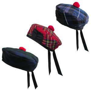 หมวก glengarry หมวกหมวกสำหรับ scot ขนสัตว์หัวเกียร์สีแดงหมวกมีพู่ - Product Image 3