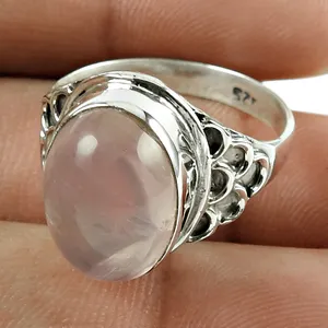 Anniversary Gift 925 Sterling Silver Natural Rose Quartz Gemstone Ring One OF A Kind Latest Trending Design Wholesale Suppliers