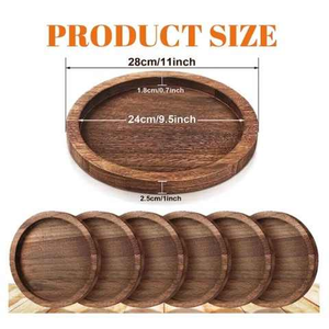 Modern Luxury Acacia Wood Round <b>Serving</b> Trays <b>Set</b> for Kitchen Home Restaurant & Wedding Decor - Product Image 2