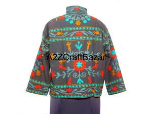 Most Selling Indian Handmade Floral Embroidery Cotton Bomber Jacket for Women Long Sleeves Party Wear Autumn - Product Image 5