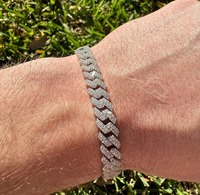 Bracelet tendance pour homme en argent sterling 925 avec moissanite ronde taille brillant 8 mm VVS1 sertie en canal, maillons cubains, idéal pour le quotidien
