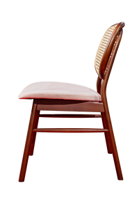 Modern Ash Wood Dining Set with Pierre Chair Walnut Leather <b>Cushioned</b> Seat & Rattan <b>Back</b> for Home & Villa Use - Product Image 3