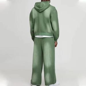 Survêtement à capuche en coton 100% lourd personnalisé de la rue principale avec impression sérigraphique effet délavé à l'acide et fermeture éclair métallique - Product Image 3