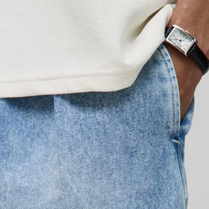 Factory Rate With Logo Comfortable Casual <b>Zipper</b> Fly & Button Closure Casual Wear Cotton Blend Men Denim Jean <b>Shorts</b> Light Wash - Product Image 6