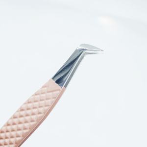 Pince à cils de qualité supérieure à 90 degrés, deux tons, revêtement poudré, peau et brun avec pointe argentée, accessoires de précision pour cils - Product Image 4