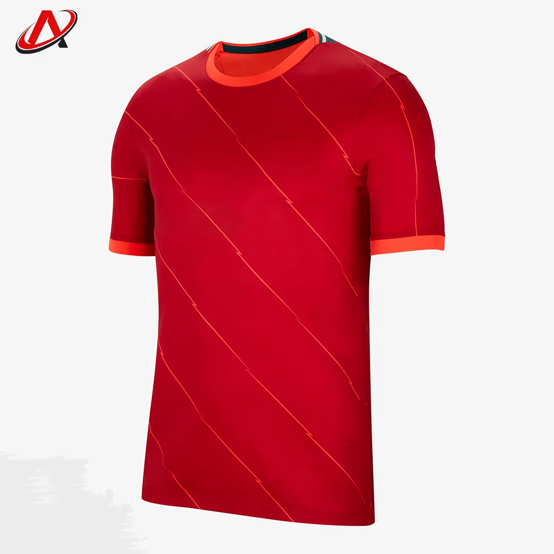 Personnaliser la conception homme maillot de football 100% polyester respirant de qualité supérieure chemises de sport maillot de football rouge