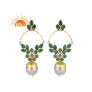 Pendiente colgante de múltiples piedras preciosas naturales chapado en oro de 18 quilates de último diseño, fabricante de joyería fina Demi - Product Image 1