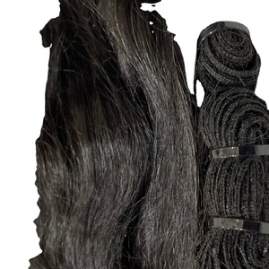 Extensiones de cabello de calidad superior Color de cabello humano natural 1B Paquetes de cabello de trama doble dibujado de un solo donante - Product Image 4