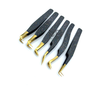 Noir avec pince à épiler spéciale pour extension de cils enduite de paillettes multiples personnalisation diamant poignée marque privée acier inoxydable - Product Image 5