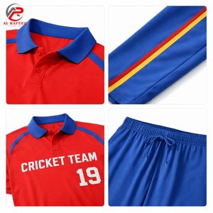 ชุดเสื้อคริกเก็ตแขนสั้นผู้ชายใส่สบาย พร้อมกางเกงขายาว ทรงพอดีตัว ชุดกีฬา เสื้อยืดแฟชั่นทีมแบบกำหนดเอง พิมพ์ลายแบบซับลิเมชั่น - Product Image 6