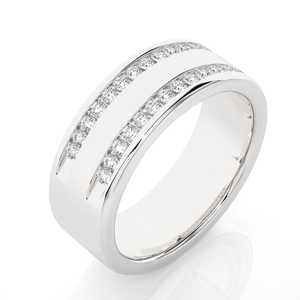 Bague de mariage à deux rangs en moissanite ronde de 1 carat en argent, élégantes bagues en moissanite pour les mariées - Product Image 4