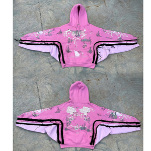 Sweat à capuche oversize à fermeture éclair avec patch brodé, en molleton français délavé à l'acide, style streetwear, poids lourd, personnalisé - Product Image 1