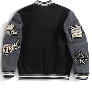 Chaquetas Varsity Bordadas para Hombre, Cálidas para Invierno, Cuello Alto, Logotipo Frontal, Estilo Casual, Poliéster/Algodón, Secado Rápido - Product Image 2