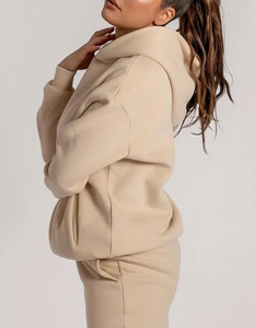 Sudadera con capucha de felpa francesa pesada Unisex de fábrica OEM, sudadera femenina de algodón de 400gsm, sudaderas con capucha personalizadas para mujer sin cuerdas - Product Image 2