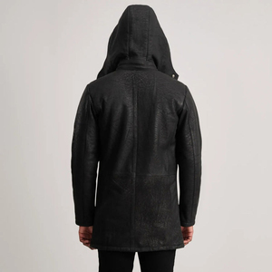 Manteau en cuir mi-long pour homme, hiver, doublure polaire, grand col, style costume, fourrure - Product Image 1