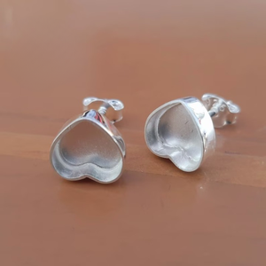 925 Sterling Silver Heart Shape Post Earring Blank Bezel Setting 3MM to 25MM Back Closed DIY <b>Resin</b> Earring Base Labor Day Gift - Product Image 4